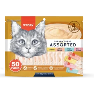 Wanpy Creamy Cat Treat Assorted Mix Flavour 700gm (50×14gm)