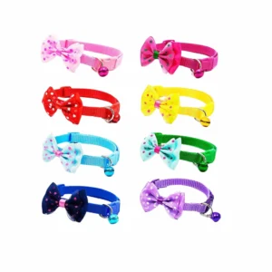 Cat & Kitten Bowknot cat Collar with Bell – Adjustable Necktie for Pets | Random Color